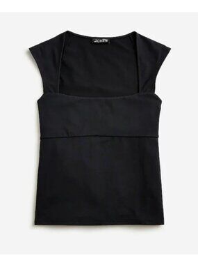 J Crew Squareneck cap-sleeve Top in stretch cotton blend